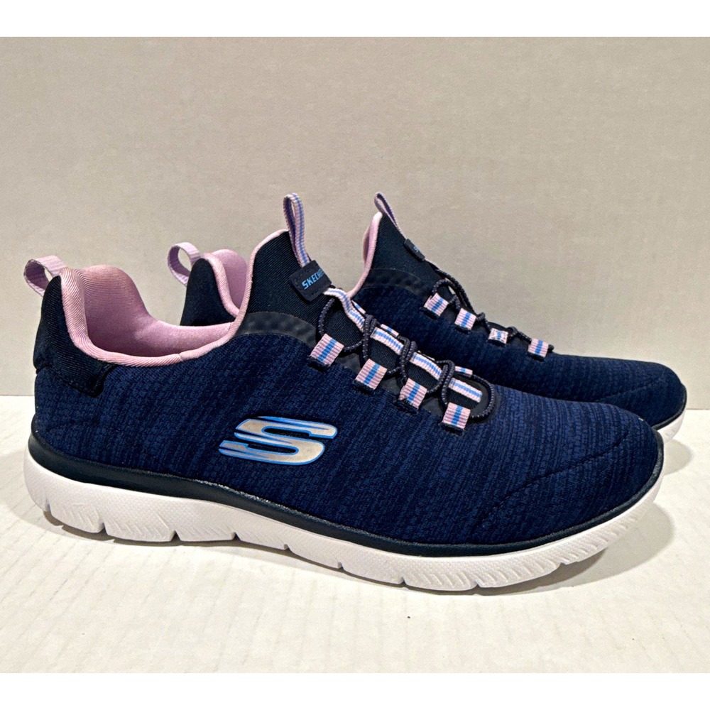 SKECHERS Memory Foam Women's 8 Walking Sneaker Navy/Pink 150124
